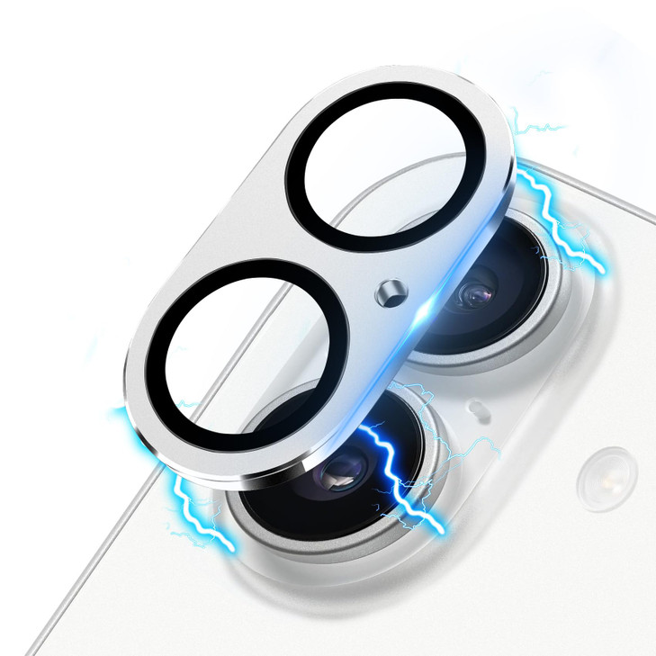 Hsefo Compatible with iPhone 16 and 16 Plus Camera Lens Protector Upgraded AntiScratch Tempered Glass Metal Camera Scree