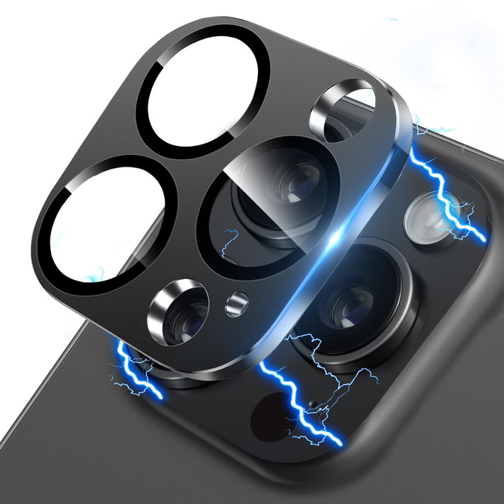 Hsefo Compatible with iPhone 16 Pro and 16 Pro Max Camera Lens Protector Upgraded AntiScratch Tempered Glass Metal Camer