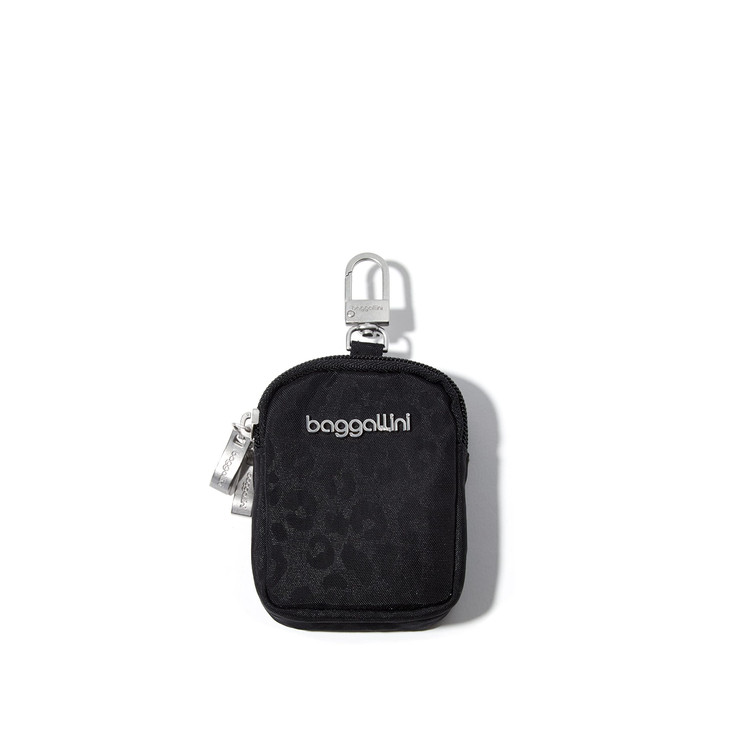 Baggallini Womens On The Go Mini Pouch Black Cheetah Emboss
