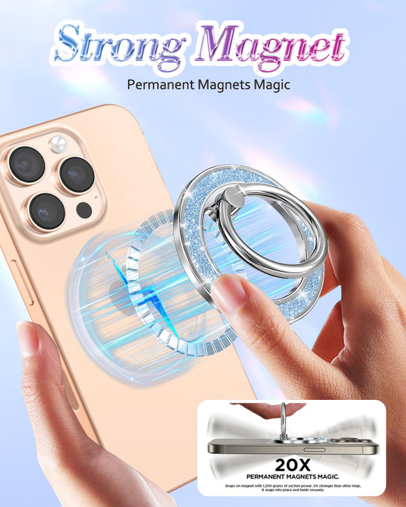 LISEVO Phone Ring Holder Compatible with MagSafe Magnetic Cell Phone Grip for Women Cute Magnet Removable Finger Ring Gr