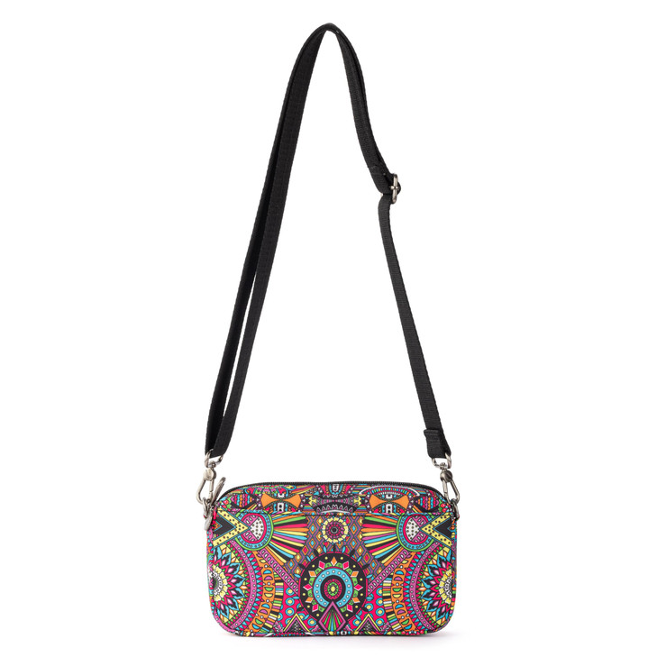 Sakroots Lodi Smartphone Crossbody in Eco Twill Adjustable Crossbody Strap Rainbow Wanderlust