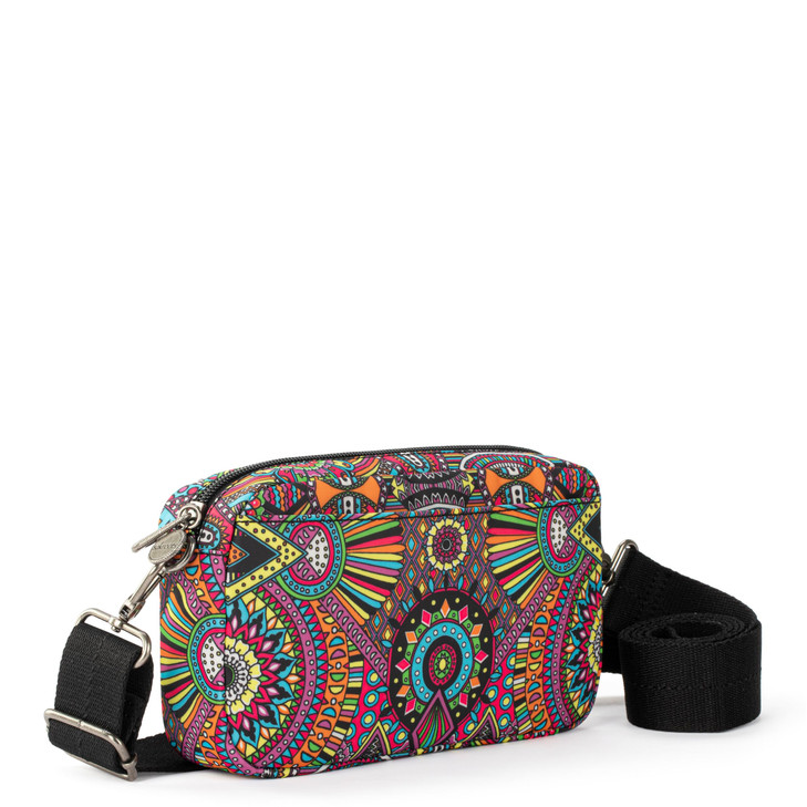 Sakroots Lodi Smartphone Crossbody in Eco Twill Adjustable Crossbody Strap Rainbow Wanderlust