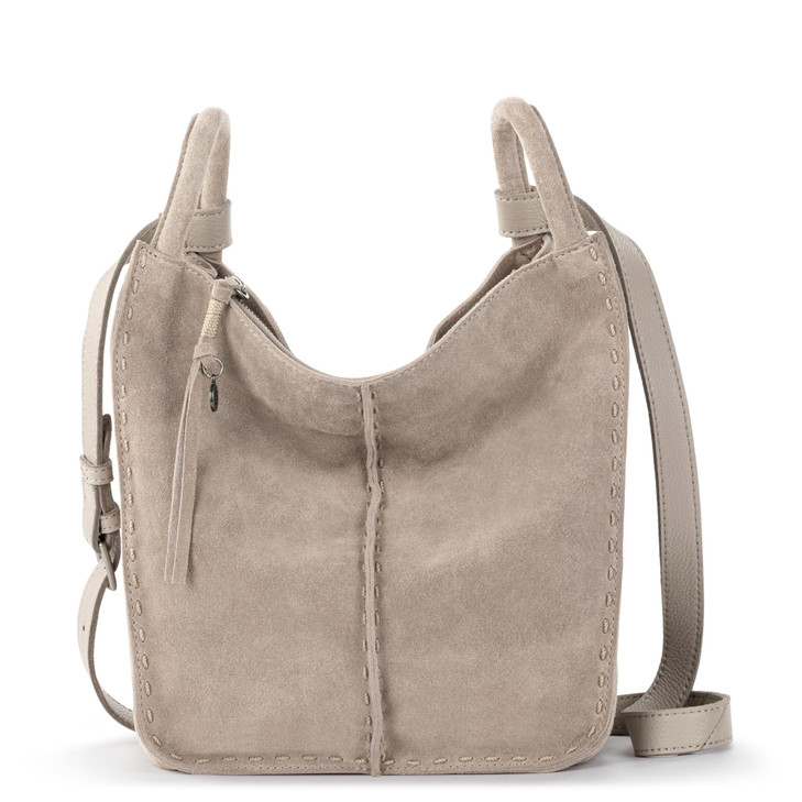 The Sak Los Feliz Crossbody in Leather Adjustable Crossbody Strap Sand Suede