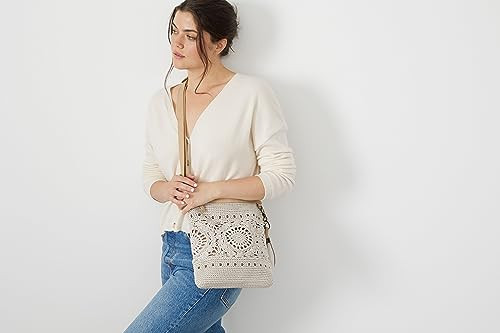 The Sak Lucia Crossbody Bag in Crochet Convertible Purse with Adjustable Shoulder Strap Natural Medallion
