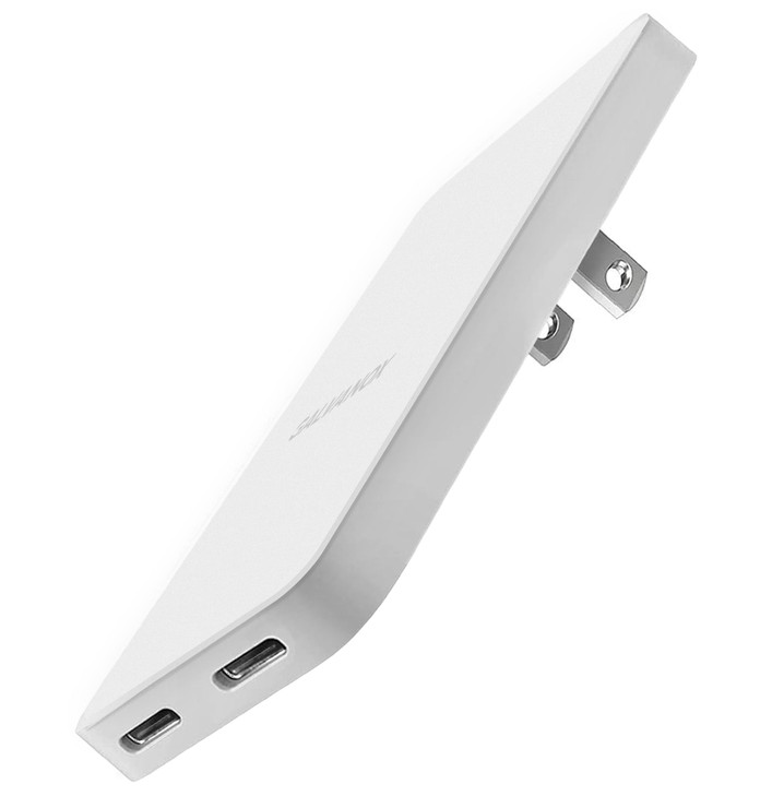 Galvanox Dual USBC Flat Wall Charger Fast Charging Ultra Slim Outlet Plug Multi Port Type C for iPhone 13 14 15 iPhone 1