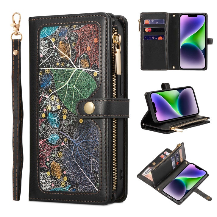ZCDAYE Case for iPhone 13 iPhone 13 61 inches Wallet Phone Case with Cover Painting Premium Zipper Flip Leather Phone Ca