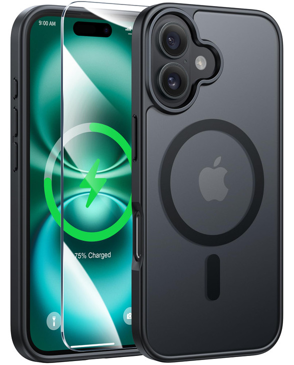 FNTCASE for iPhone 16 Plus Case Compatible with Magsafe Translucent Matte Cases with Screen Protector Military Grade Sho