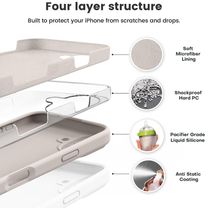 Vooii Compatible with iPhone 16 Plus Case Liquid Silicone Upgrade Camera Protection Soft AntiScratch Microfiber Lining S