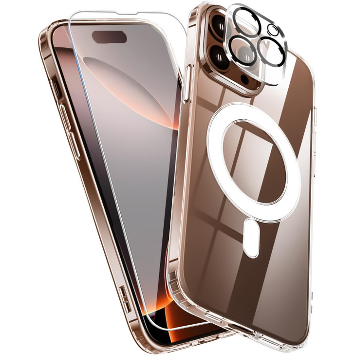 QiiStar for iPhone 16 ProMax CaseCrystal Clear Magnetic iPhone 16 Pro Max Phone Case with Screen Protector Camera Cover