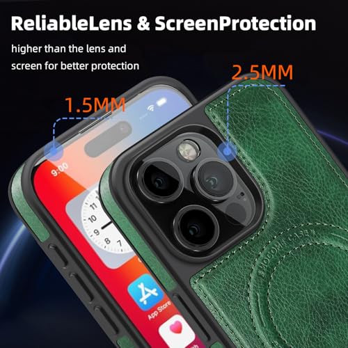 Lunivop for iPhone 16 Pro Max Case 2024 Compatible with Magsafe Wireless Charging PU Leather Stand Magnetic Kickstand Ru