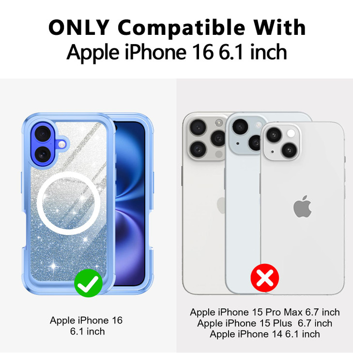 Hekodonk for iPhone 16 CaseCompatible with MagsafeBuiltin 9H Tempered Glass Screen Protector Camera Lens Protector Full