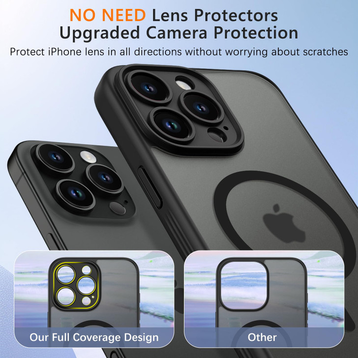 GUAGUA for iPhone 16 Pro Max Case Full Camera Lens Protection Compatible with Magsafe Translucent Matte Back Shockproof