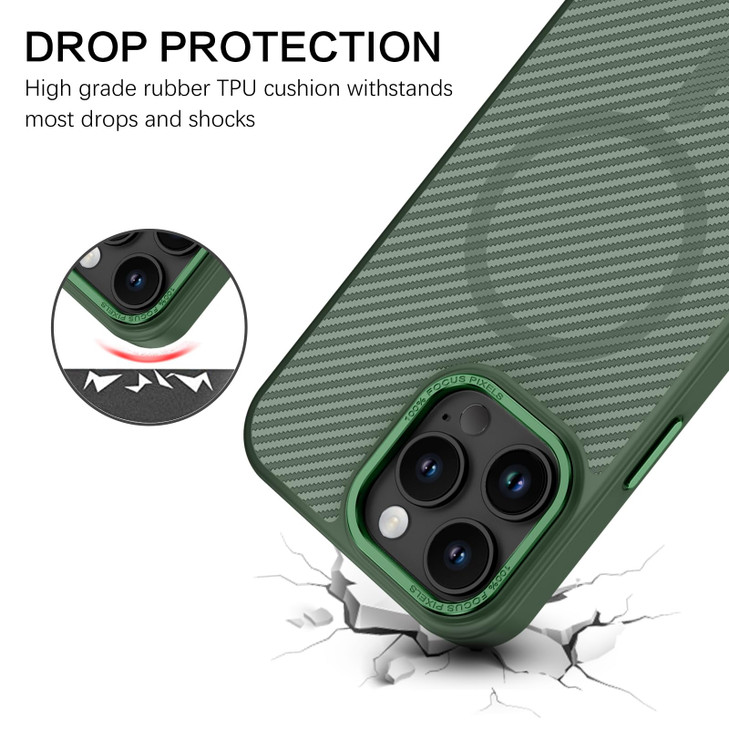BENTOBEN for iPhone 16 Pro Carbon Fiber Case Magnetic Phone Case for iPhone 16 Pro Compatible with MagSafe Smooth Slim F