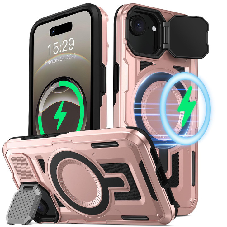 TOPAUX for iPhone 16 Pro Max Kickstand Case Camera Cover Lens Protector Magnetic Back Cover for MagSafe Accessory Wirele