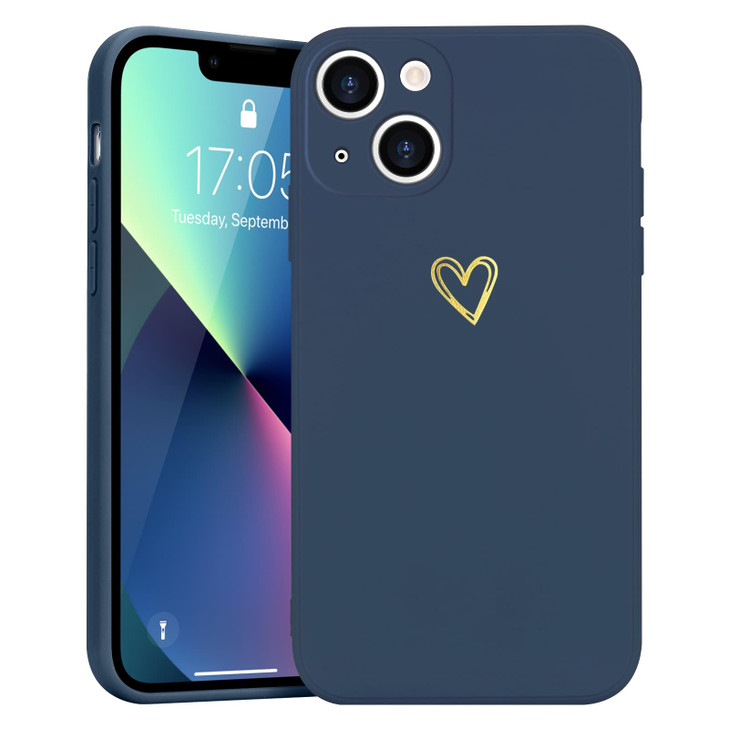Wirvyuer for iPhone 13 Case Cute Slim Shockproof Phone Case with Wireless Charging Support and Protection Navy Blue
