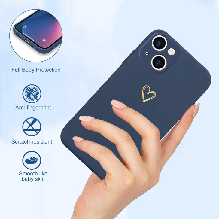 Wirvyuer for iPhone 13 Case Cute Slim Shockproof Phone Case with Wireless Charging Support and Protection Navy Blue