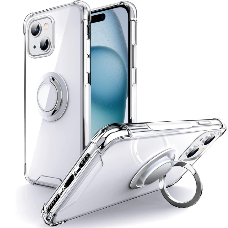 Silverback for iPhone 16 Pro Case Clear with Ring Stand Shockproof Protective Slim Lightweight Phone Case for iPhone 16