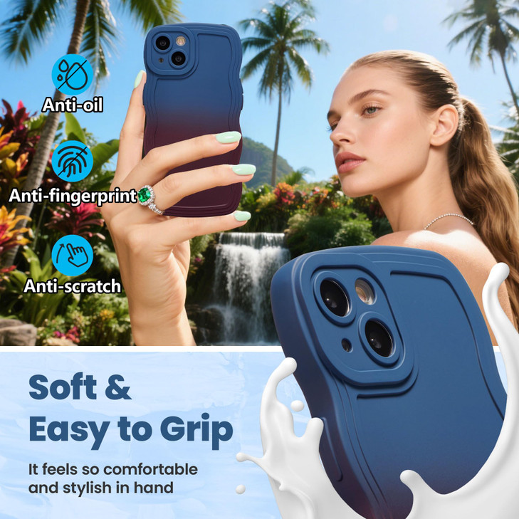 ZCDAYE Case for iPhone 16 Pro Max Cute Neon Gradient Color Phone Case with Camera Protection Curly Wave Frame Soft TPU S