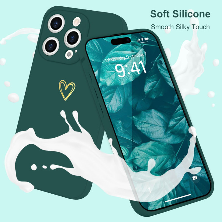 Wirvyuer for iPhone 16 Pro Max Case Cute Slim Shockproof Phone Case with Wireless Charging Support and Protection Green
