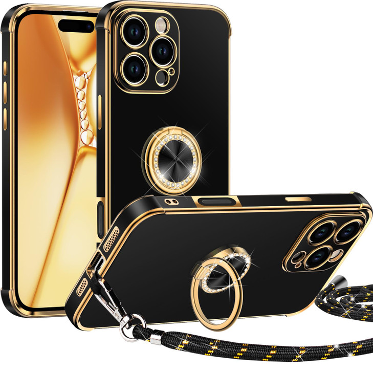 Miss Arts for iPhone 16 Pro Max Case with Stand Phone Case with Ring Holder Kickstand Women Girls Cute Bling Luxury Lany