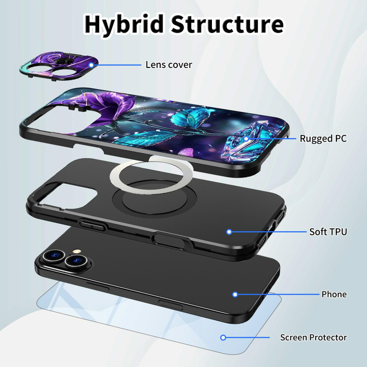 for iPhone 16 Plus Case 67 with Screen Protector Camera Cover Stand Builtin Magnets Kickstand Dual Layer Hybrid Shockpro