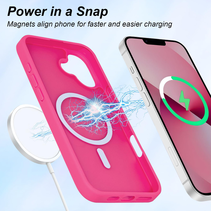 Burmcey Magnetic for iPhone 16 Pro Case Cute Leopard Cheetah Pattern Hot Pink Design Compatible with Magsafe Translucent