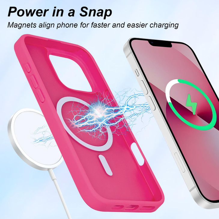 Burmcey Magnetic for iPhone 16 Pro Max Case Cute Hibiscus Flower Floral Pattern Hot Pink Design Compatible with Magsafe