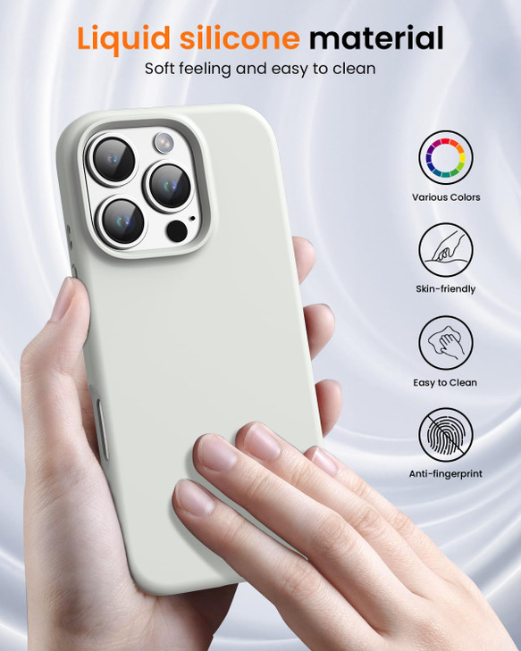 OuXul Designed for iPhone 16 Pro Max CaseShockproof Liquid Silicone Protective Phone Case with Soft AntiScratch Microfib