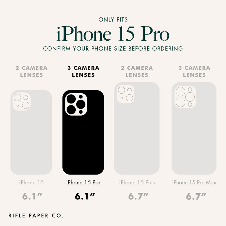 Rifle Paper Co iPhone 15 Pro Case Compatible with MagSafe 12ft Drop Protection Cute iPhone Case 61 with Floral Pattern A