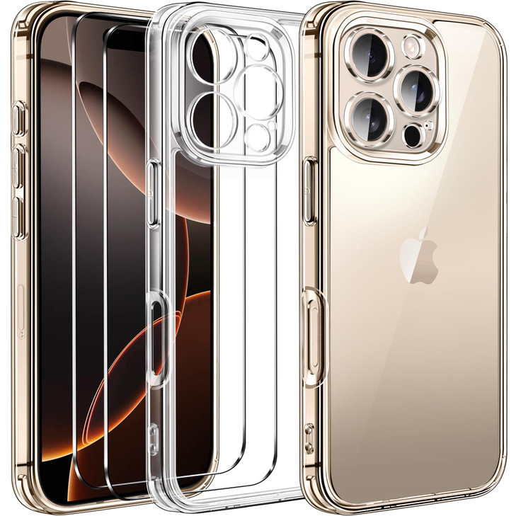 ivoler 3in1 Clear Case Designed for iPhone 16 Pro 63 2024 with 2 Pack Tempered Glass Screen Protector Full Camera Protec