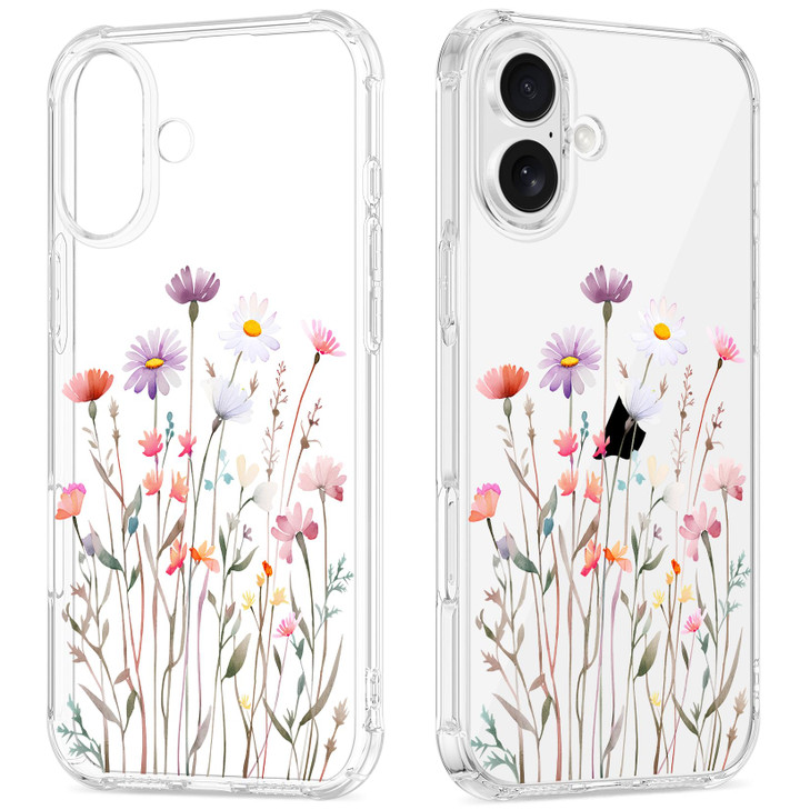 GREATRULY Floral Clear Case for iPhone 16 for Women GirlsCute Flowers Design Phone CoverSlim Soft Transparent Drop Proof