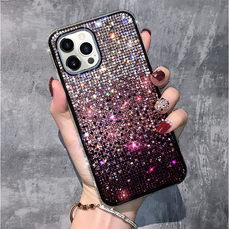 LUVI Compatible with iPhone 16 Pro Max Bling Case Glitter Gradient Cute Diamond Rhinestone Shiny Crystal Bumper Luxury P