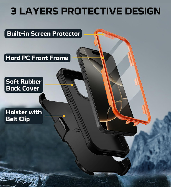 Stroson for iPhone 16 Pro Case Builtin Screen Protector Military Drop Protection Cover Heavy Duty Rugged Shockproof Phon