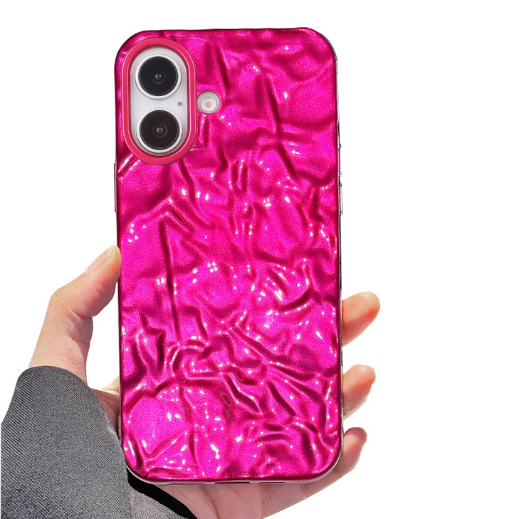 Losin Compatible with iPhone 16 Glitter Case Luxury Cute 3D Tin Foil Pleated Phone Case for Women Girls Bling Plating So