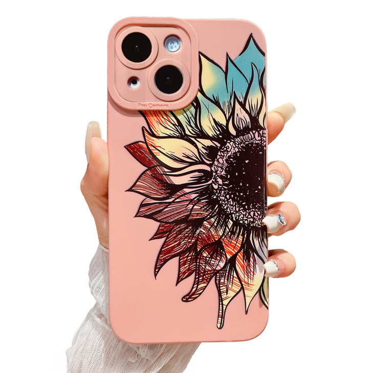 LYSASIF for iPhone 16 Pro Phone Case for Women Girly Cute Aesthetic Floral Pattern Drawing Flower Sunflower Boho Design