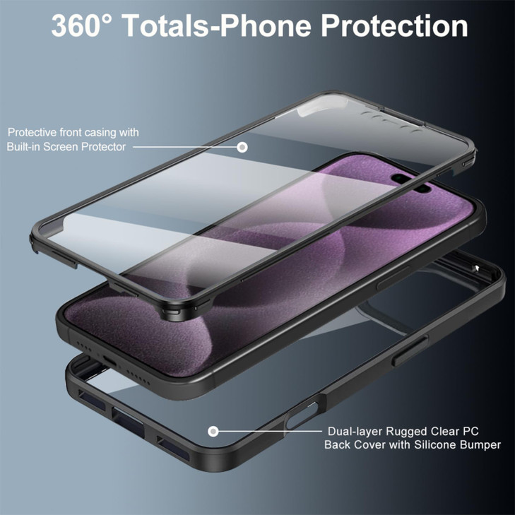 CCSmall for Apple iPhone 16 Pro Clear Case with Screen Protector Full Body Protective Soft TPU Rugged Bumper Slim Case S