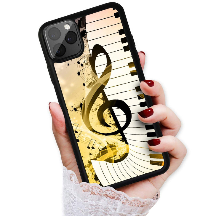 AjourTek for iPhone 16 Pro Max Durable Protective Soft Back Case Phone Cover HOT12221 Music Sign Keyboard 12221