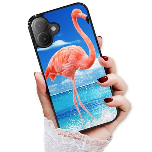 AJOURTEK for iPhone 16 Durable Protective Soft Back Case Phone Cover HOT13067 Flamingo
