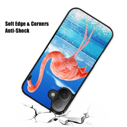 AJOURTEK for iPhone 16 Durable Protective Soft Back Case Phone Cover HOT13067 Flamingo