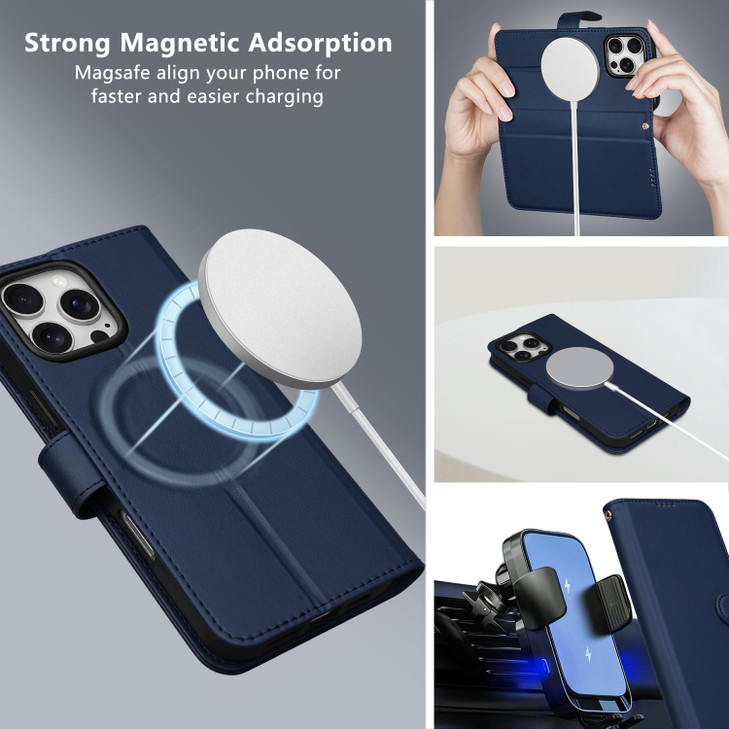 TOCQELOY Wallet Case for iPhone 16 Pro Max with Card Holder RFID Blocking MagSafe Kickstand PU Leather Flip Folio Phone