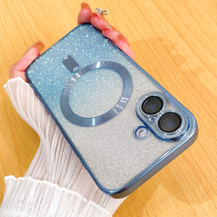 Illians Case Fit for iPhone 16 Compatible with MagSafe Glitter Bling Case with Camera Lens Protector Soft TPU Shockproof