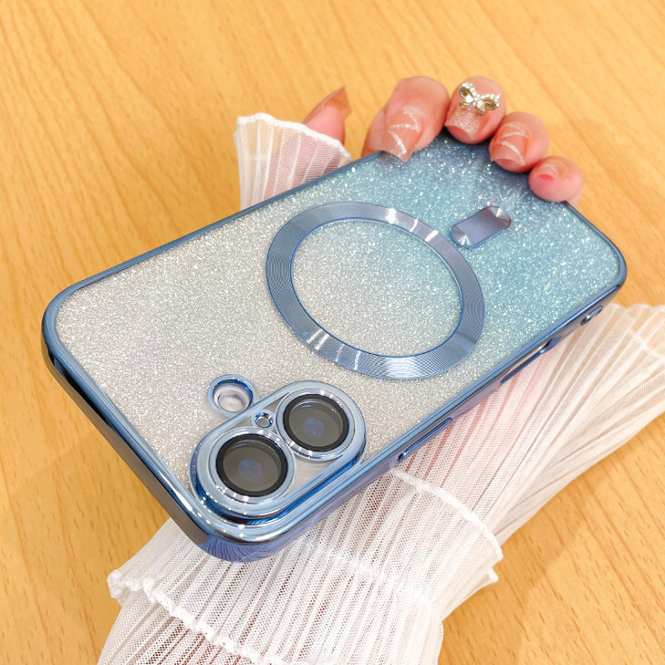 Illians Case Fit for iPhone 16 Compatible with MagSafe Glitter Bling Case with Camera Lens Protector Soft TPU Shockproof