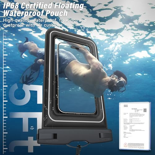 Waterproof Phone Pouch 2 Pack IP68 Floating Waterproof Phone Case Dry Bag Beach Cruise Essentials 2025 with Adjustable L