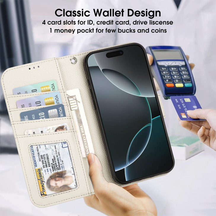 Arae Compatible with iPhone 16 Pro Max Case Wallet with Card Holder Wristlet Strap Wallet Flip Cover for iPhone 16 Pro M