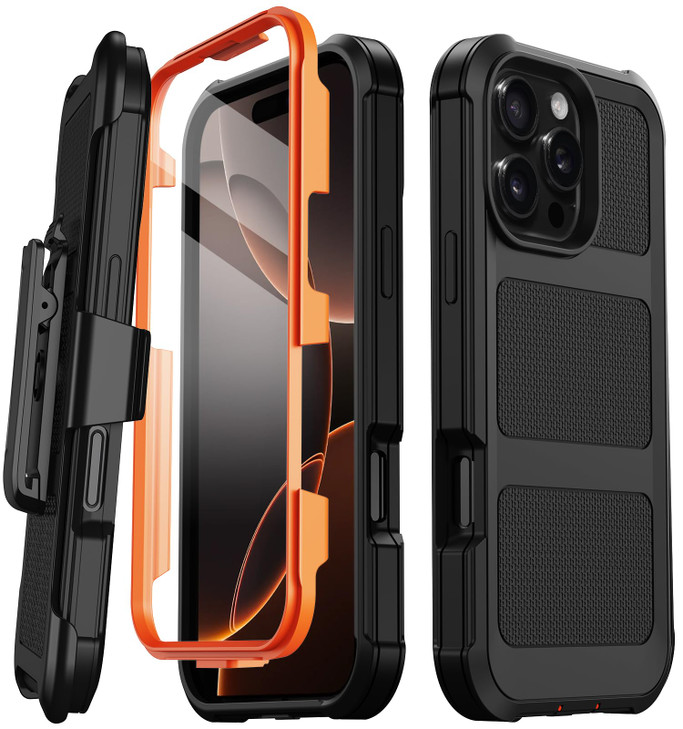 Stroson for iPhone 16 Pro Max Case Builtin Screen Protector Heavy Duty Military Grade Drop Protection Shockproof Phone C