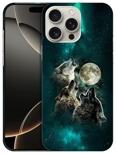 GlamCase for iPhone 16 Pro Max iPhone 16 Pro Max Case Moon Wolf Face Design Printed Slim Sleek Cute Plastic Hard Protect
