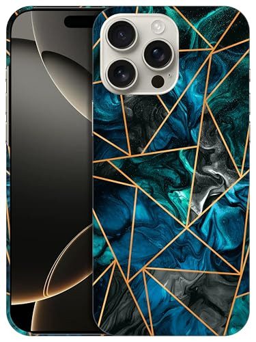 GlamCase for iPhone 16 Pro Max iPhone 16 Pro Max Case Blue Marble Geometric Pattern Printed Slim Sleek Cute Plastic Hard