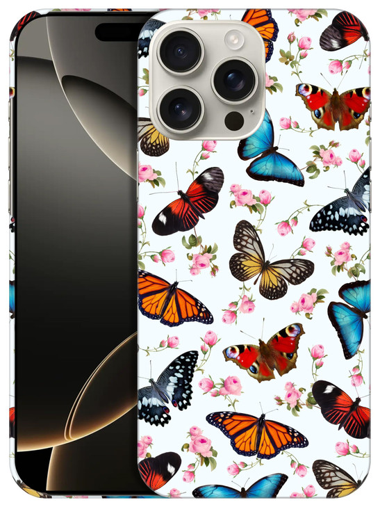 GlamCase for iPhone 16 Pro Max iPhone 16 Pro Max Case Floral Butterfly Pink Printed Slim Sleek Cute Plastic Hard Protect