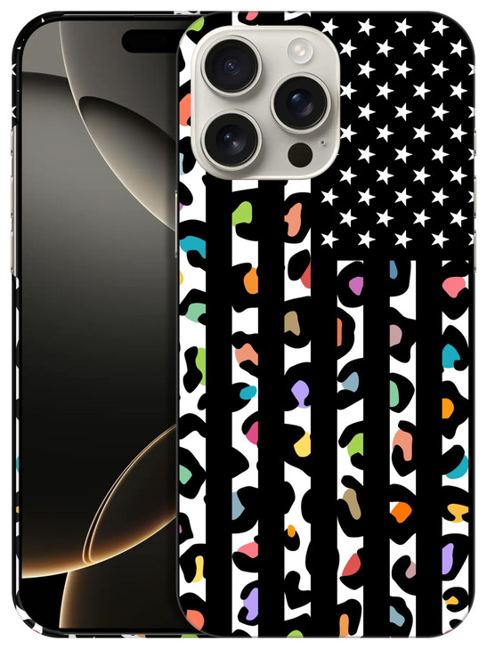 GlamCase for iPhone 16 Pro Max iPhone 16 Pro Max Case USA Flag with Leopard Skin Pattern Printed Slim Sleek Cute Plastic