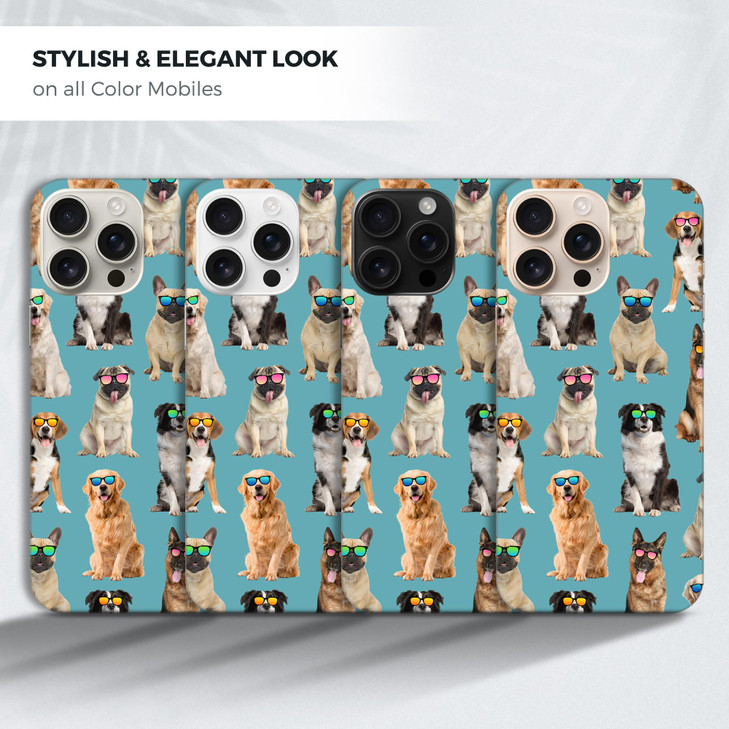 GlamCase for iPhone 16 Pro Max iPhone 16 Pro Max Case Dog Pattern with Sunglasses Teal Printed Slim Sleek Cute Plastic H